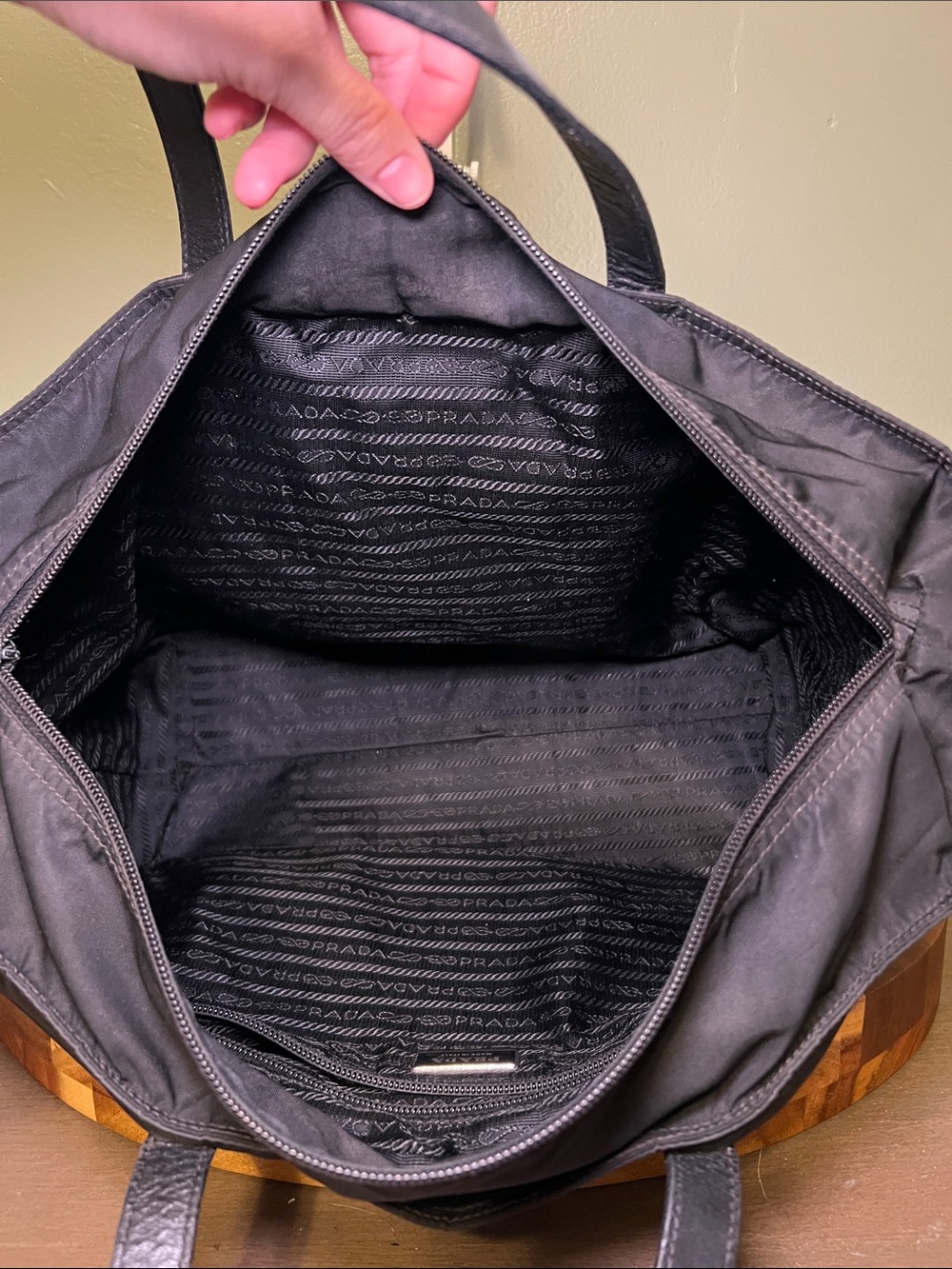 Prada Black Nylon Tote with Leather Handles - Picture 9 of 10